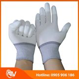  Găng Tay Sợi Polyester Phủ PU Đầu Ngón Màu Trắng 