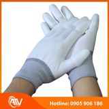  Găng Tay Sợi Polyester Phủ PU Đầu Ngón Màu Trắng 
