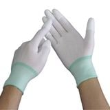  Găng Tay Sợi Polyester Phủ PU Đầu Ngón Màu Trắng 