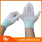  Găng Tay Sợi Polyester Phủ PU Đầu Ngón Màu Trắng 