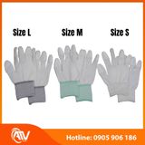  Găng Tay Sợi Polyester Phủ PU Đầu Ngón Màu Trắng 