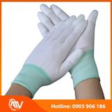 Găng Tay Sợi Polyester Phủ PU Đầu Ngón Màu Trắng 