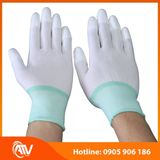  Găng Tay Sợi Polyester Phủ PU Đầu Ngón Màu Trắng 