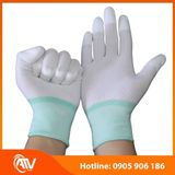  Găng Tay Sợi Polyester Phủ PU Đầu Ngón Màu Trắng 