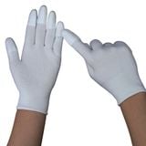  Găng Tay Sợi Polyester Phủ PU Đầu Ngón Màu Trắng 