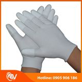  Găng Tay Sợi Polyester Phủ PU Đầu Ngón Màu Trắng 