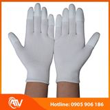 Găng Tay Sợi Polyester Phủ PU Đầu Ngón Màu Trắng 