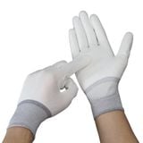  Găng Tay Sợi Polyester Phủ PU Bàn Tay Màu Trắng 