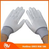  Găng Tay Sợi Polyester Phủ PU Bàn Tay Màu Trắng 