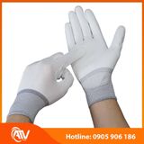  Găng Tay Sợi Polyester Phủ PU Bàn Tay Màu Trắng 