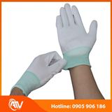  Găng Tay Sợi Polyester Phủ PU Bàn Tay Màu Trắng 