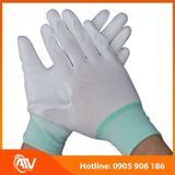  Găng Tay Sợi Polyester Phủ PU Bàn Tay Màu Trắng 