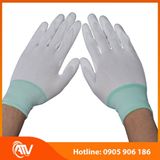  Găng Tay Sợi Polyester Phủ PU Bàn Tay Màu Trắng 
