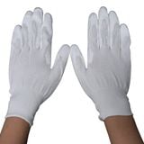  Găng Tay Sợi Polyester Phủ PU Bàn Tay Màu Trắng 