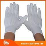  Găng Tay Sợi Polyester Phủ PU Bàn Tay Màu Trắng 