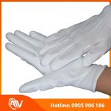  Găng Tay Sợi Polyester Phủ PU Bàn Tay Màu Trắng 