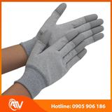  Găng Tay Sợi Carbon Phủ PU Xám Chống Tĩnh Điện 