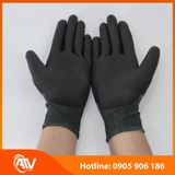  Găng Tay Sợi Polyester Phủ PU Bàn Tay Màu Đen 