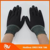  Găng Tay Sợi Polyester Phủ PU Bàn Tay Màu Đen 