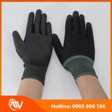  Găng Tay Sợi Polyester Phủ PU Bàn Tay Màu Đen 