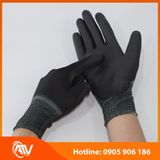  Găng Tay Sợi Polyester Phủ PU Bàn Tay Màu Đen 