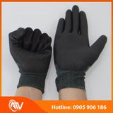 Găng Tay Sợi Polyester Phủ PU Bàn Tay Màu Đen 