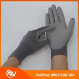  Găng Tay Sợi Polyester Phủ PU Bàn Tay Màu Xám 