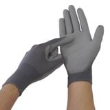  Găng Tay Sợi Polyester Phủ PU Bàn Tay Màu Xám 