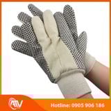  Găng tay vải bạt chấm hạt nhựa PVC màu đen 8 OZ 