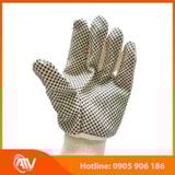  Găng tay vải bạt chấm hạt nhựa PVC màu đen 8 OZ 