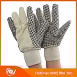  Găng tay vải bạt chấm hạt nhựa PVC màu đen 8 OZ 