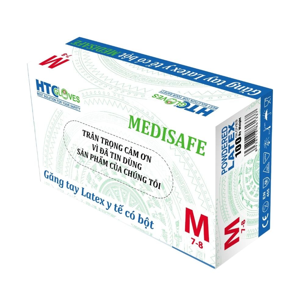  Găng tay y tế Latex có bột HTC Medisafe 4.8gr 