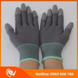  Găng Tay Sợi Polyester Phủ PU Đầu Ngón Màu Xám 