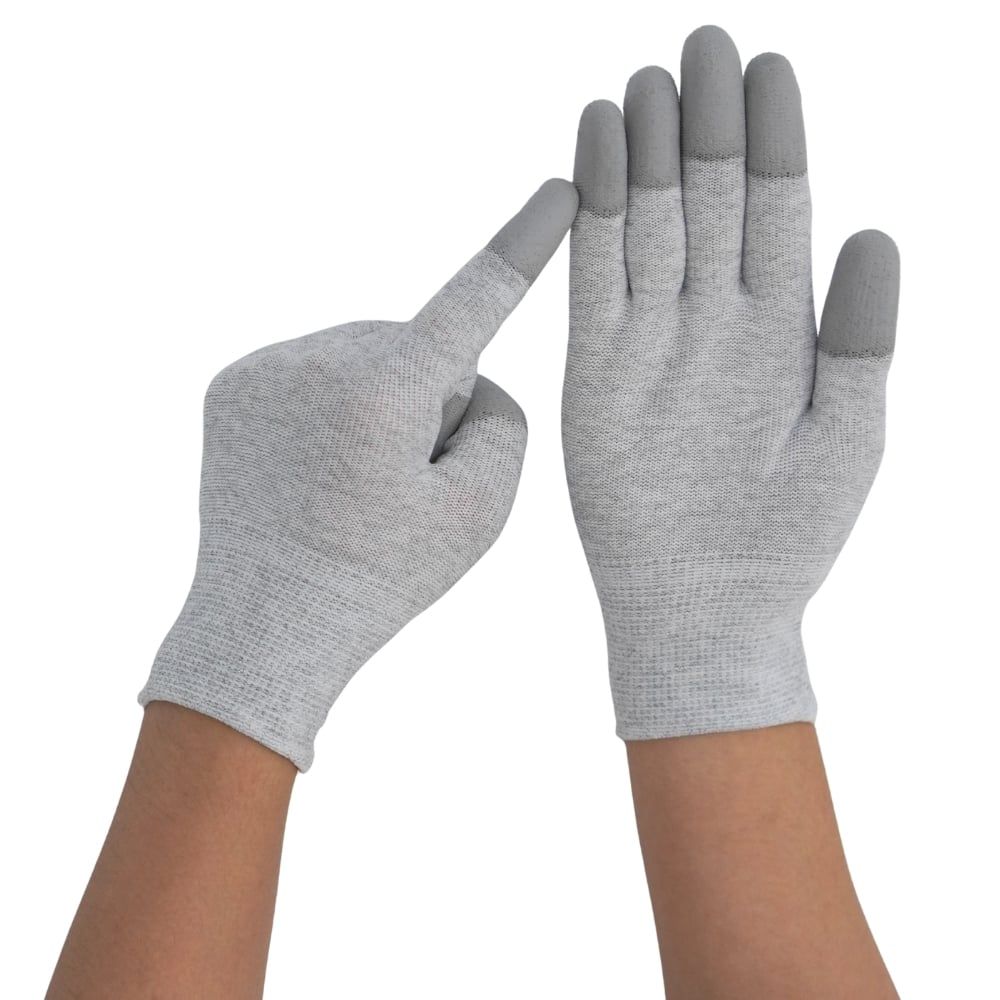 Găng Tay Sợi Carbon Phủ PU Xám Chống Tĩnh Điện 