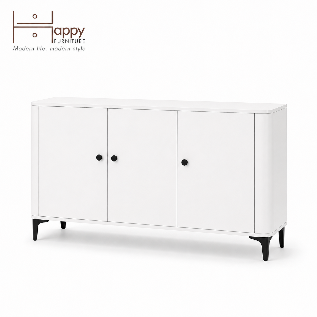  HAPPY FURNITURE , Tủ lưu trữ bo cạnh 3 cửa mở - SMOOTH, TCM_B_001 , 154cm x 40cm x 99cm DxRxC 