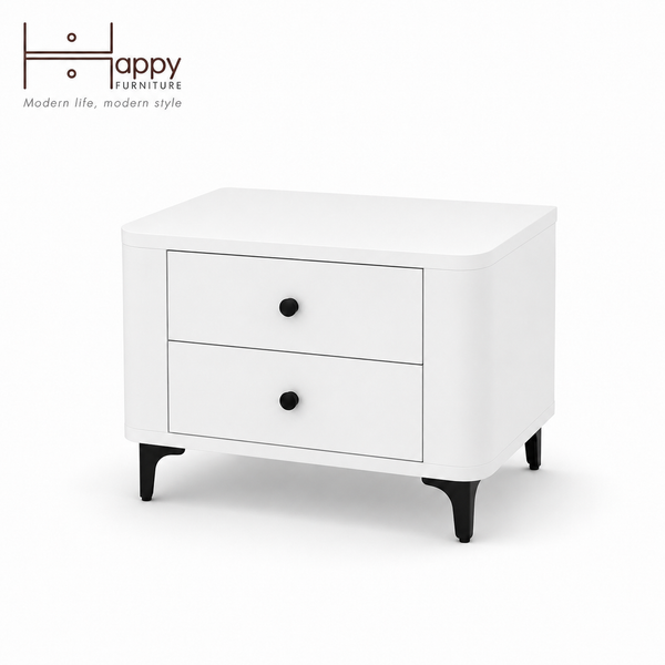  HAPPY FURNITURE , Táp đầu giường bo cạnh 2 ngăn kéo - SMOOTH, THK_B_001 , 57cm x 40cm x 47cm 