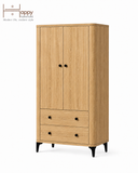  HAPPY FURNITURE , Tủ lưu trữ bo cạnh 2 ngăn kéo 2 cửa mở - SMOOTH, TCM_B_005 , 84cm x 41cm x 153cm DxRxC 
