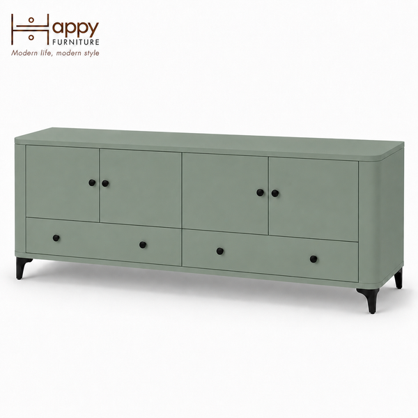  HAPPY FURNITURE , Kệ TV bo cạnh 4 cửa mở 2 ngăn kéo - SMOOTH, KTV_B_002 , 174cm x 40cm x 60cm DxRxC 