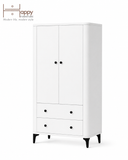  HAPPY FURNITURE , Tủ lưu trữ bo cạnh 2 ngăn kéo 2 cửa mở - SMOOTH, TCM_B_005 , 84cm x 41cm x 153cm DxRxC 