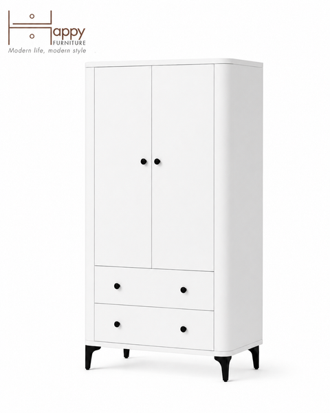  HAPPY FURNITURE , Tủ lưu trữ bo cạnh 2 ngăn kéo 2 cửa mở - SMOOTH, TCM_B_005 , 84cm x 41cm x 153cm DxRxC 