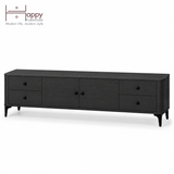  HAPPY FURNITURE , Kệ TV bo cạnh 2 cửa mở 4 ngăn kéo - SMOOTH, KTV_B_001 , 194cm x 40cm x 50cm DxRxC 