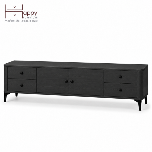  HAPPY FURNITURE , Kệ TV bo cạnh 2 cửa mở 4 ngăn kéo - SMOOTH, KTV_B_001 , 194cm x 40cm x 50cm DxRxC 