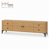  HAPPY FURNITURE , Kệ TV bo cạnh 2 cửa mở 4 ngăn kéo - SMOOTH, KTV_B_001 , 194cm x 40cm x 50cm DxRxC 