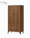  HAPPY FURNITURE , Tủ lưu trữ bo cạnh 2 ngăn kéo 2 cửa mở - SMOOTH, TCM_B_005 , 84cm x 41cm x 153cm DxRxC 