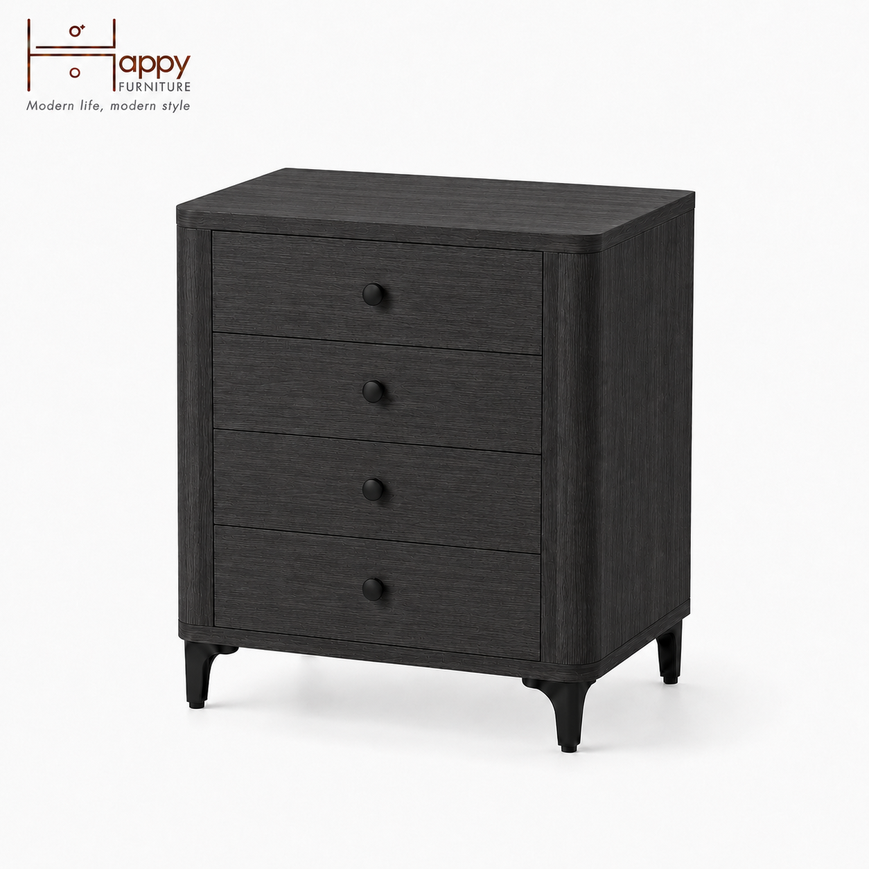  HAPPY FURNITURE , Tủ lưu trữ bo cạnh 4 ngăn kéo - SMOOTH, THK_B_004 , 64cm x 46cm x 75cm DxRxC 