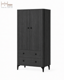  HAPPY FURNITURE , Tủ lưu trữ bo cạnh 2 ngăn kéo 2 cửa mở - SMOOTH, TCM_B_005 , 84cm x 41cm x 153cm DxRxC 