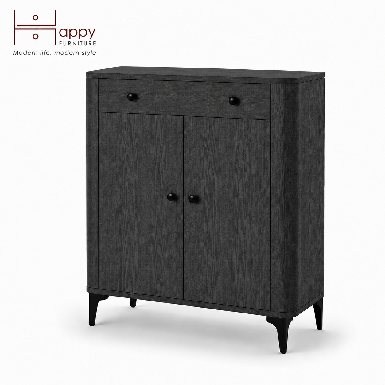  HAPPY FURNITURE , Tủ lưu trữ bo cạnh 1 ngăn kéo 2 cửa mở - SMOOTH, TCM_B_004 , 84cm x 41cm x 103cm DxRxC 