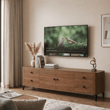  HAPPY FURNITURE , Kệ TV bo cạnh 2 cửa mở 4 ngăn kéo - SMOOTH, KTV_B_001 , 194cm x 40cm x 50cm DxRxC 