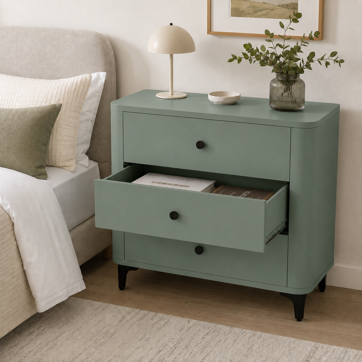 HAPPY FURNITURE , Tủ lưu trữ bo cạnh 3 ngăn kéo - SMOOTH, THK_B_003 , 84cm x 46cm x 85cm DxRxC 