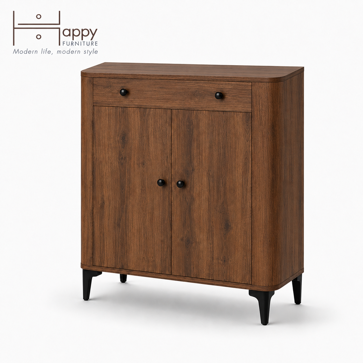  HAPPY FURNITURE , Tủ lưu trữ bo cạnh 1 ngăn kéo 2 cửa mở - SMOOTH, TCM_B_004 , 84cm x 41cm x 103cm DxRxC 